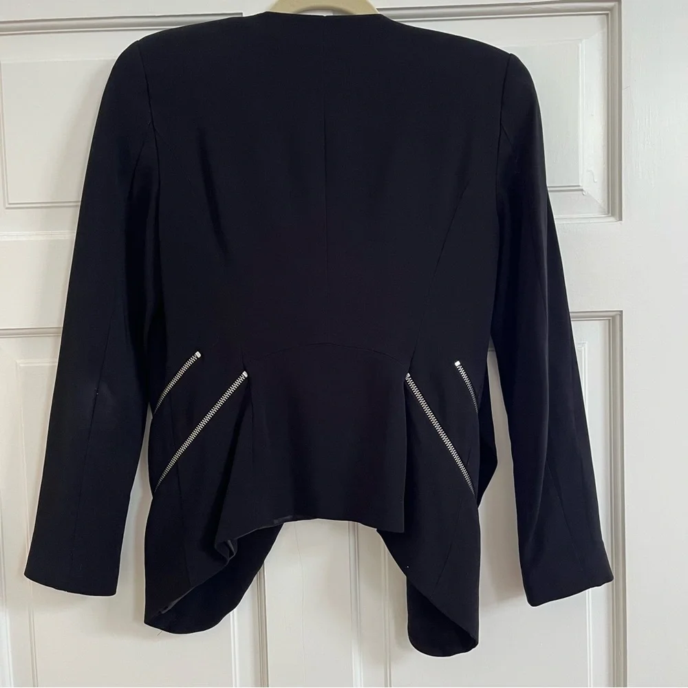 LIKE NEW Zara Polish Black Drappy Blazer with Silver Hardware - Picture 4 of 6